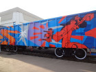 Грузовые вагоны ТВСЗ  в технике граффити 